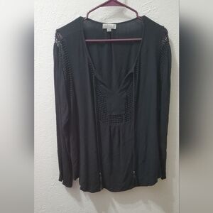 Joseph A Black Blouse with Textured Panels
